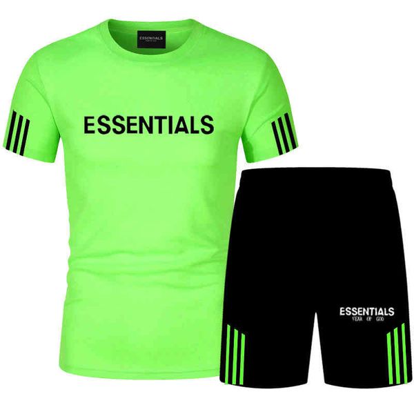 

summer men's t-shirt shorts set sports leisure fitns running letter printed meneuropean american fashion all-match t-shirts for men and, White