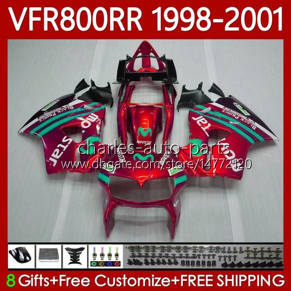 Kit carene per HONDA Interceptor VFR800RR VFR 800RR 800 CC RR VFR800 98 99 00 01 Corpo 128No.47 800CC VFR-800 Movistar Rosso RR 1998 1999 2000 2001 VFR800R 98-01 Carrozzeria