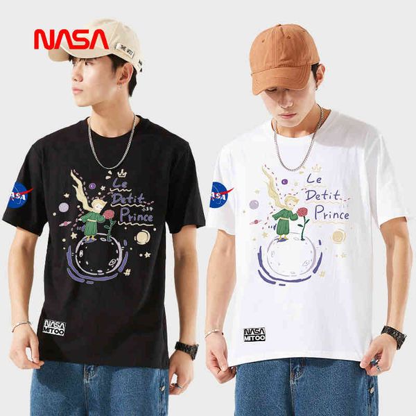 

mitoo little prince t-shirt co branded with nasa short sleeve men and women's summer wear princess top, White;black