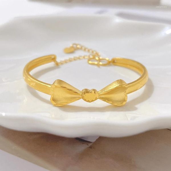 Bangle Basit Charm Bow Bileklik Açık Kadın Moda Takı Altın Renk Ayarlanabilir Bilek Kayışı Kız Bir Düğün Hediyesibangle Lars22