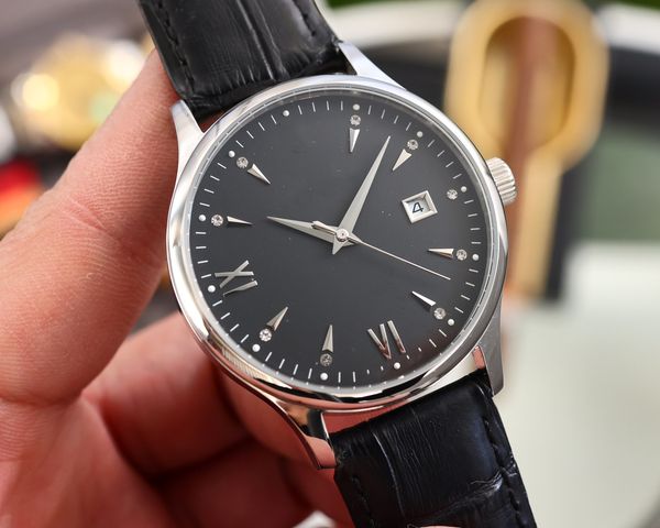 

men's waterproof watch mechanical self-winding movement sapphire face leather strap stainless steel case ceramic dial diameter 40, Slivery;brown