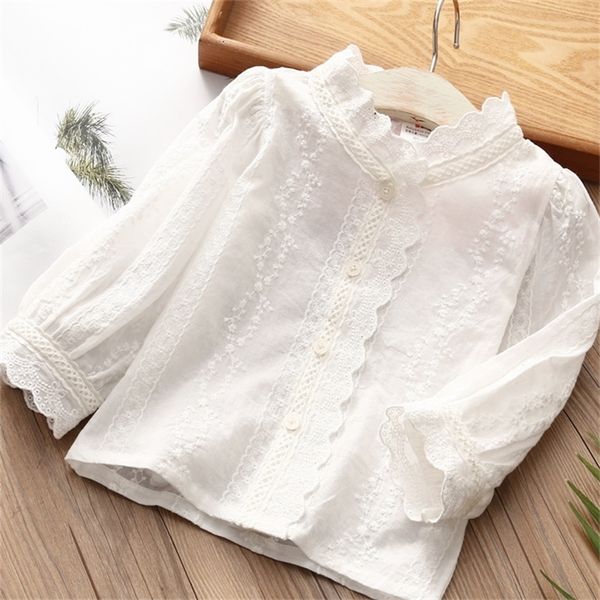 

spring autumn fashion 2 3 4 6 8 10 years kids sweet cute lace long sleeve cotton white blouse shirts for baby girls 220808, White;black