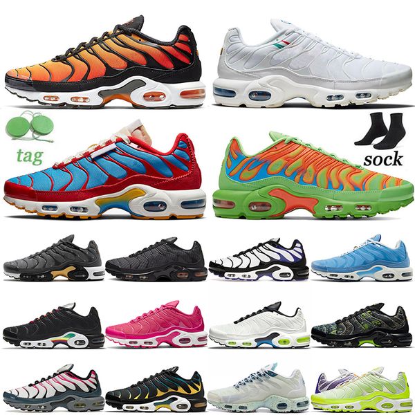 

plus tn sneakers running shoes club triple white black teal yellow sunset university hyper blue pink prim rainbow worldwid mens womens train, White;red