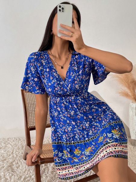 

floral print a line dress w1mt#, Black;gray