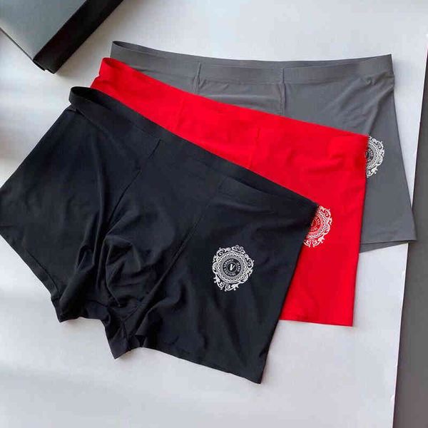 

underpants men's underpants stretch silk cotton quick dry boxer briefs designer brand printed underwear shorts for men breathable pack, Black;white