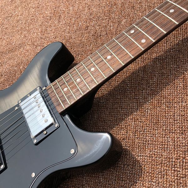 

electric guitar black color rosewood fingerboard black pickguard mahogany body
