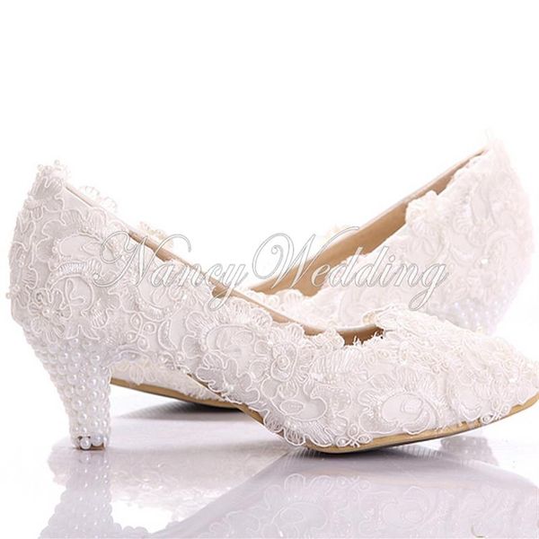 

new style white lace low heel wedding bridal kitten heel bridesmaid shoes elegant party embellished prom shoes lady dancing shoes202q, Black