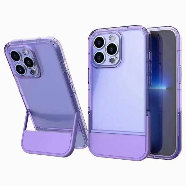 Suporte invisível casos claros para iphone 15 14 13 12 11 pro max x xs xr 8 7 plus caso kickstand telefone capa traseira