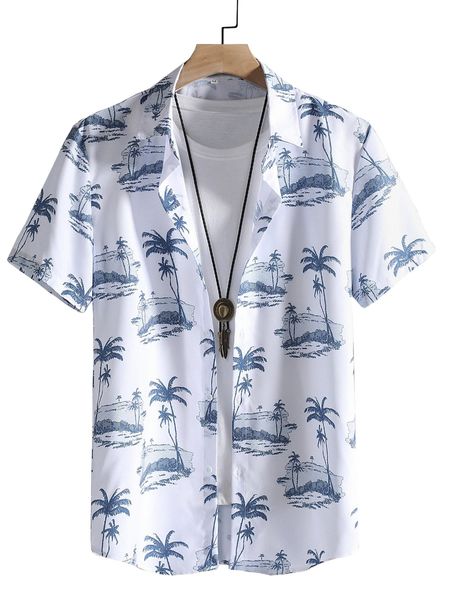 

romwe guys tropical print shirt without tee 51o3#, White;black