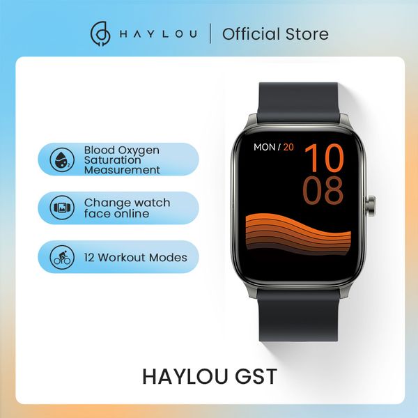 Haylou GST Smart Watch Men Women Watch Mulheres Oxigênio Oxigênio Coração Sono Monitor 12 Modelos esportivos Assistir personalizado Face Global Version