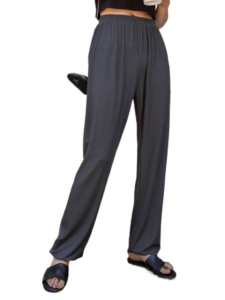 

dazy solid high rise drawstring hem pants r8ot#, Black;white