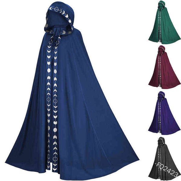 Woman Mant Velvet Giacca da mantello da mantello Wicca Robe Medieval Cape Shawl Halloween Opera Cosplay Larp Witch Wizard Costume H220726