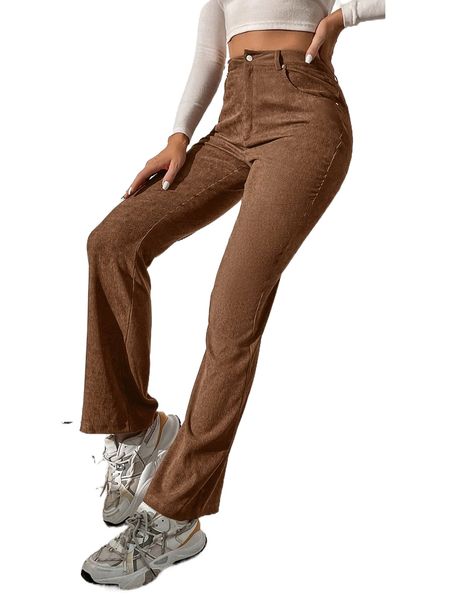 

tall high waist slant pocket corduroy pants a7qz#, Black;white