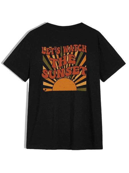 

men sun & slogan graphic tee p5f8#, White;black