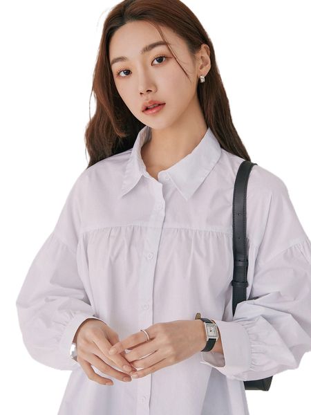 

dazy-less drop shoulder button front blouse v9hz#, White