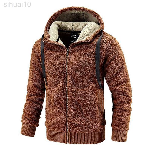 Winter Männer Pullover Dicke Fleece Hoody Männer Warme Lamm Kaschmir Casual Jacken Männer Streetwear Plus Größe L-8Xl L220730