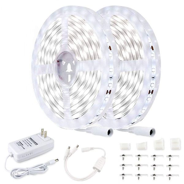 JESLED 32.8ft/10M Strisce LED 6500K Super Bright White Dimmerabile 24V DC LED Luci a nastro per Camera da letto Cucina Sotto armadio Soggiorno Decorazione scale