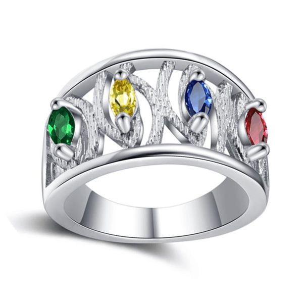 Обручальные кольца Серебряное кольцо классическое деликатное цветное циркон дамы ручные украшения