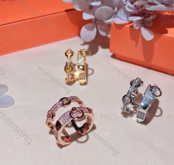 

luxury full diamond pig nose double ring fashion ladies ring souvenir gift first choice, Silver