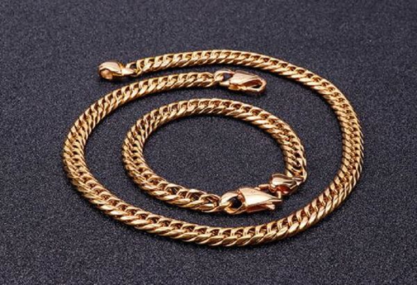 

14k 55cm necklace fashion simple gold plated chains men's 21cm bracelet, Silver