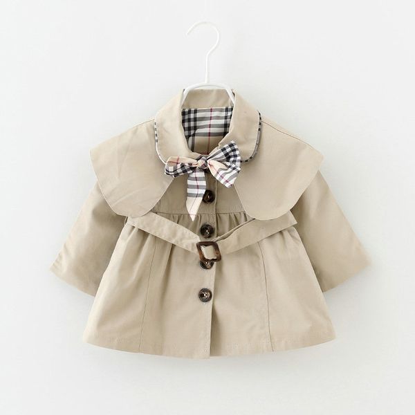 

0-3Y Baby Girls Coat Trench Spring Autumn Tops Kids Trench Jacket Outerwear & Coat Children Clothing Long Sleeve Trenches, Khaki