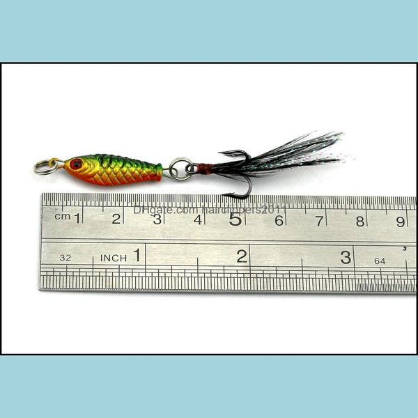 

baits lures fishing sports outdoors selling 200pcs/lot sinking 4 colors 2.5cm 6.4g lead head jig bait tackle with feather drop delivery 20