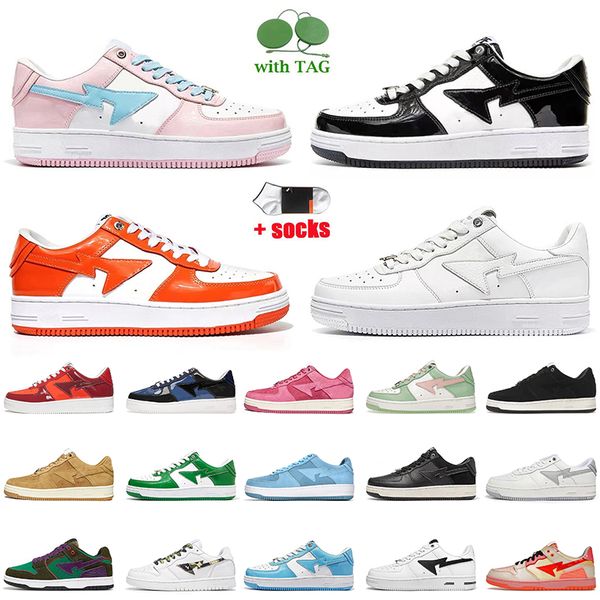 

2022 new bapestas running shoes fashion women mens a bathing baped sta sk8 pastel pink pack green m2 grey orange white black bapesta sneaker