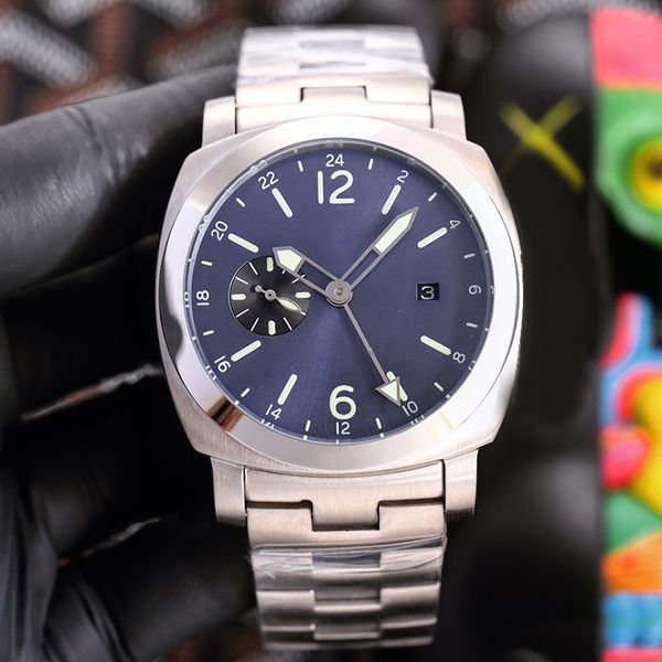 

movement watch automatic mechanical watches men wristband 44mm business designer wristwatches stainless steel montre de luxe, Silver