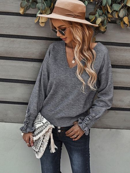 

v-neck drop shoulder sweater c9uw#, White;black