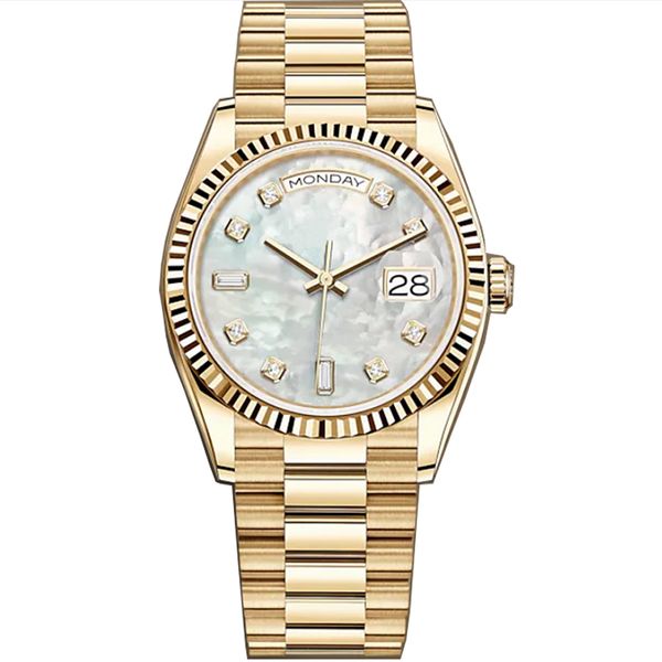 

self mens winding watch mechanical watch 41mm day date function 904l stainless steel water resistant sapphire luminous watches, Slivery;golden