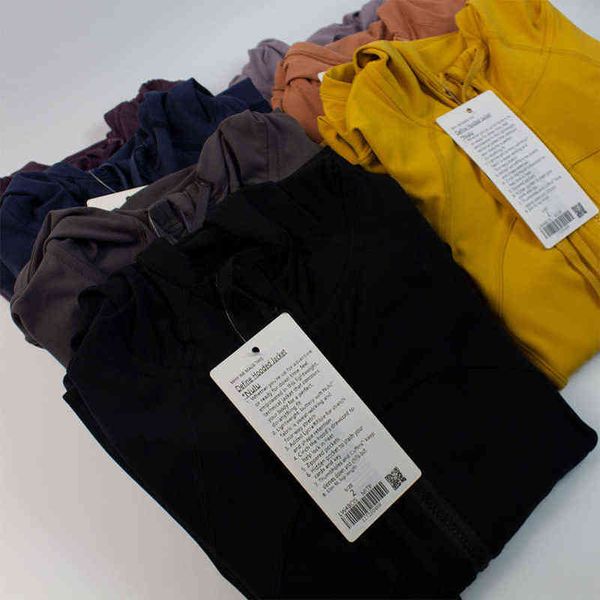 

lulu classic fashion sweatshirts brand hooded zip hoodies jacket autumn sporting running workout sweatshirt push up coat long sleeve outfit, Black