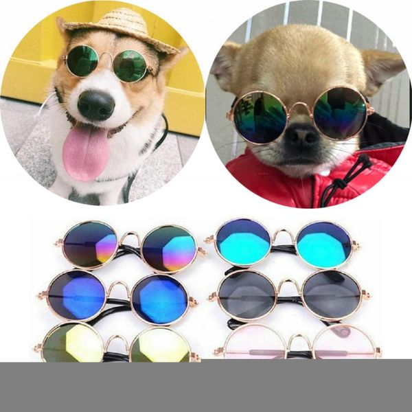 Abbigliamento per cani Occhiali da sole per animali domestici Occhiali rotondi vintage per gattino Cucciolo Chihuahua Simpatici oggetti di scena Accessori Resina di sicurezza Cane