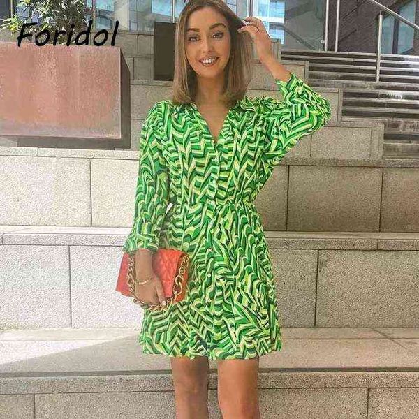 

print floral autumn long sleeve dress women casual button up shirt dress short new clothing green dress vestidos l220714, Black;gray