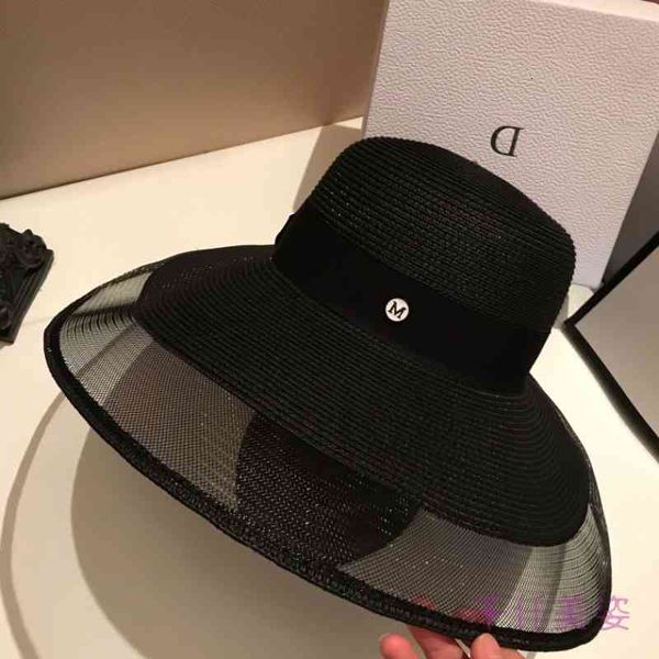 

fascinating veil netting sun upf 50+ ladies kentucky derby s wide brim straw women summer beach cap fedoras dress hat, Blue;gray