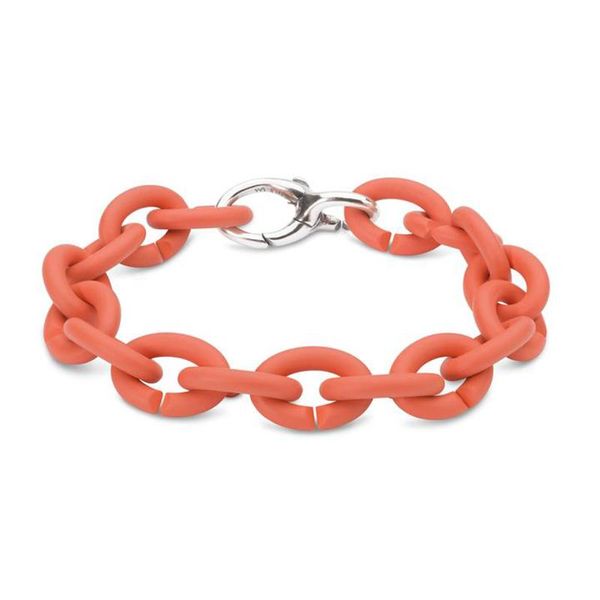 Braccialetti con ciondoli Bracciale a catena in acrilico placcato in gomma per donna Accessori geometrici all'ingrosso Bracciale in argento albicocca SOFTFascino