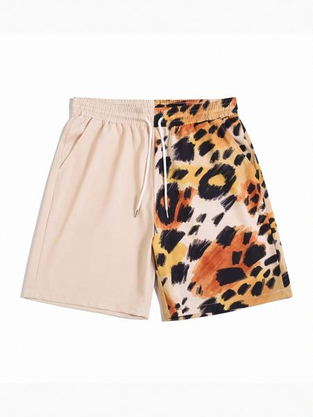 

romwe guys color-block drawstring shorts r6uo#, White;black
