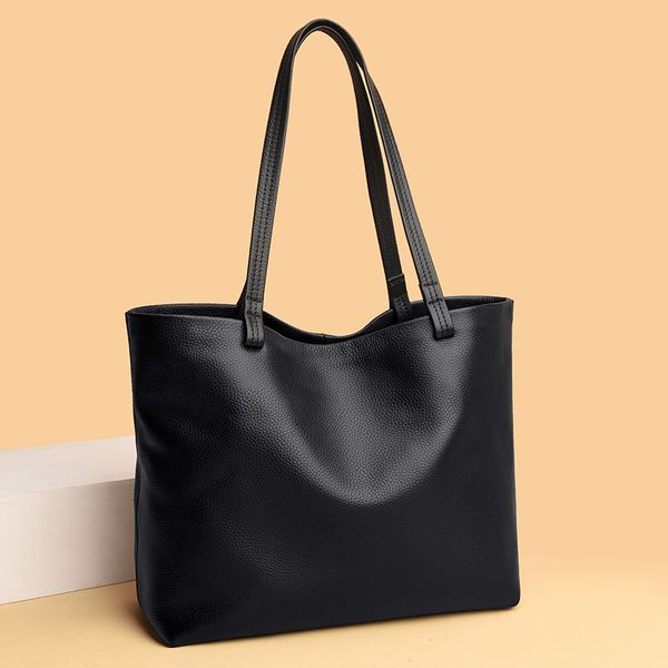

women soft genuine leathe handbags cowhide ladies shoulder bags large capacity female messenger shopping bag wallet