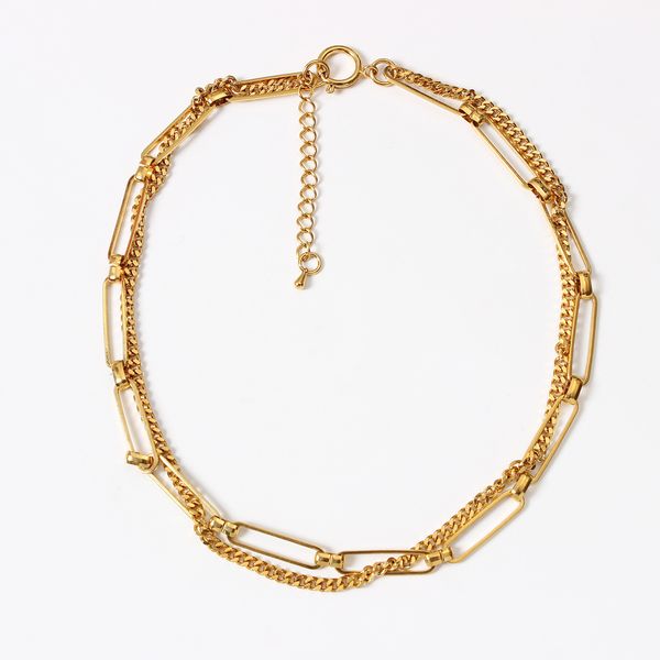 

necklace new style pin shaped double chain clavicle necklace atmosphere, Silver