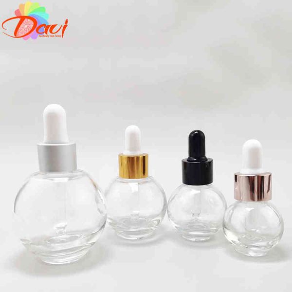 

10pc ball-shape dropper glass bottle spherical refill metal cap essence massage oils serum aroma liquid for pipette y220428