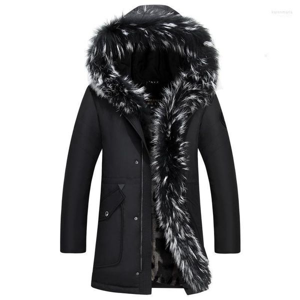 Мужские парки Men Men Fashion Fur Slim Winter 4xl 5xl теплой куртка воротника с капюшоном с капсты