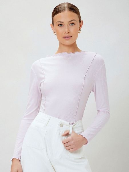 

motf eco recycled polyester lettuce trim t-shirt j3sj#, White