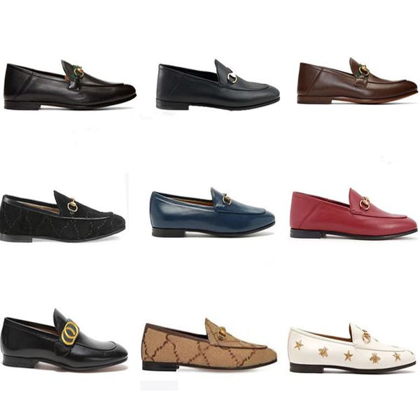 

classic women flat dress shoes 100% authentic cowhide metal buckle lady leather letter casual shoe mules princetown men trample lazy loafers, Black