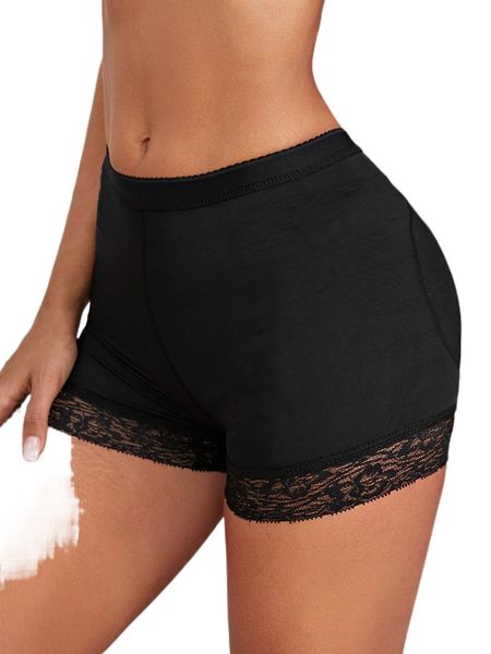 

lace trim padded shapewear panty g8ea#, Black;red