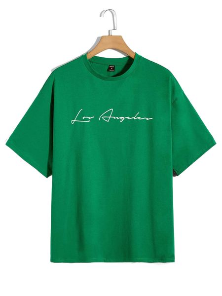 

men letter graphic drop shoulder tee 62b9#, White;black