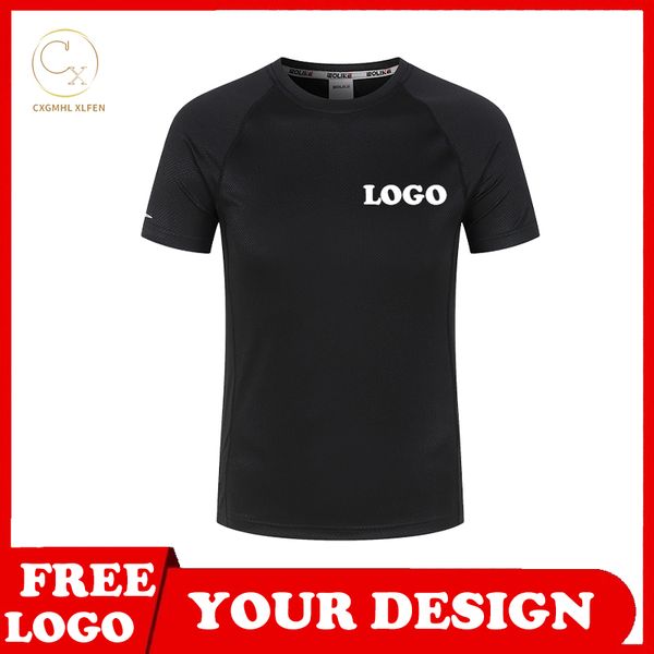 T-shirt top 6 colori personalizzati a maniche corte tessuto lampeggiante in cotone di fascia alta ad asciugatura rapida girocollo stampa testo marchio fai da te LS 220616