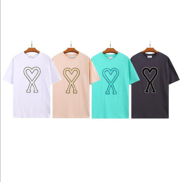 

22ss designer tide t shirts chest letter laminated print short sleeve high street loose oversize casual t-shirt 100% pure cotton for men an, White;black