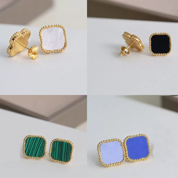 

luxury designer stud earrings love classic charm jewelry couple gift pendant necklace screw party wedding cleefs four leaf shell clovers ele, Golden;silver