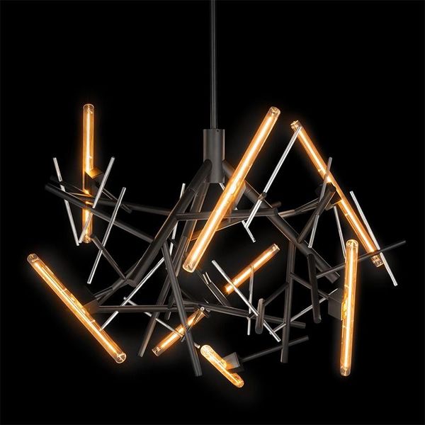 CHANDELIERS NEVIDADE BLACK/GOLD TREET BRANCH LED CHANDELIER ROUNTO/LONG MODEL