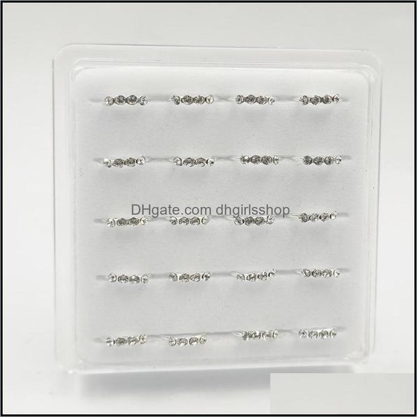 

toe rings body jewelry 925 sterling sier ring four clear crystal 24 g hoop nose piercings 20pcs/pack drop delivery 2 dhwj6, Silver