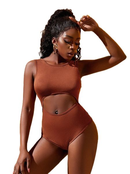 

cut out skinny bodysuit 19ei#, White